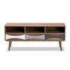Baxton Studio Leane ModernNatural Brown Finished and Multi-Colored Wood 3-Drawer TV Stand 196-12081-ZORO